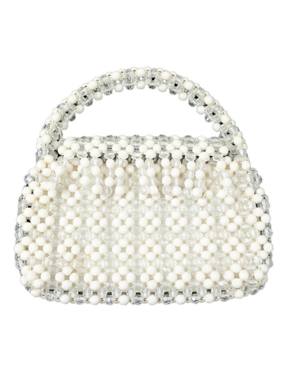 VINTAGE Clear Beaded Fringe Flap Handbag
